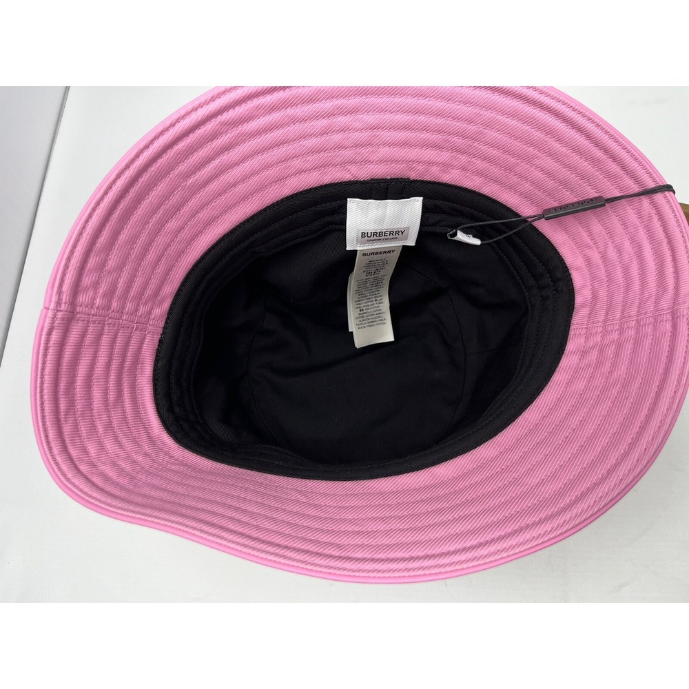 Burberry Canvas Horseferry Logo Bucket Hat Primrose Pink‎ Size M medium New - Picture 3 of 4
